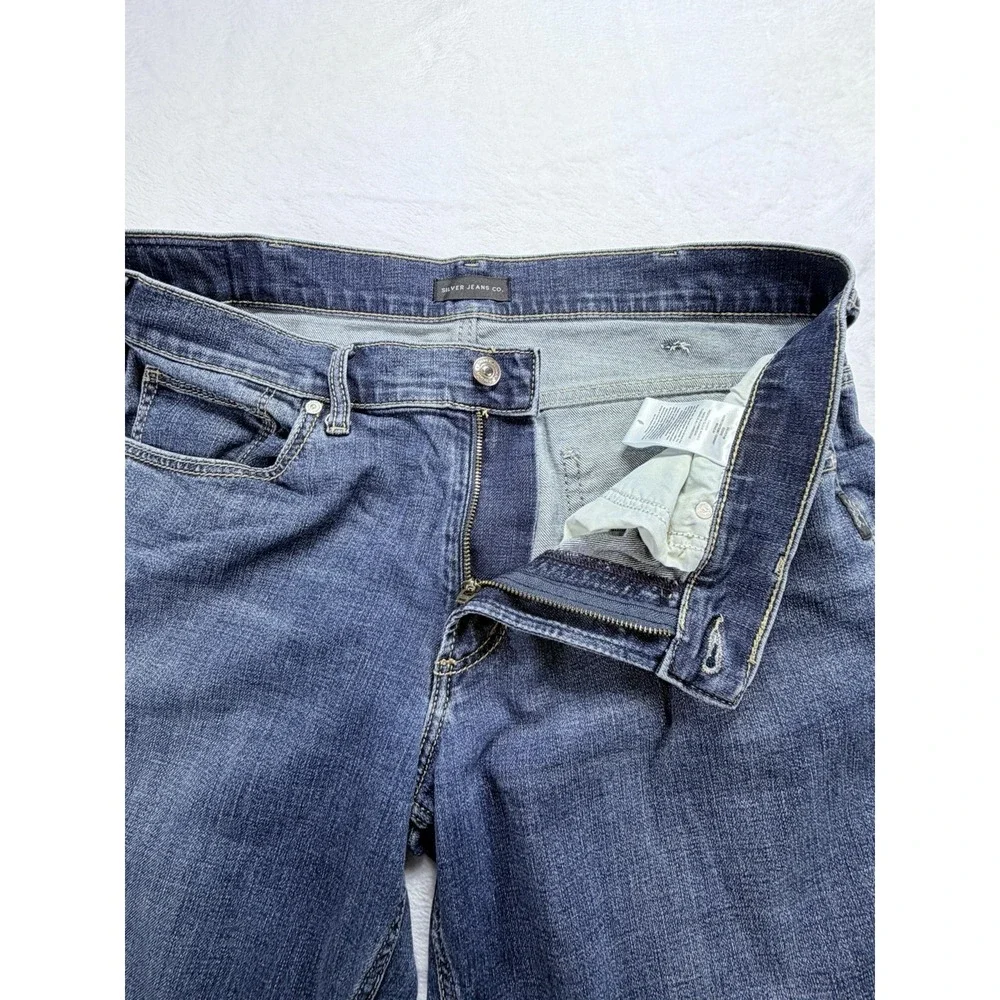 Silver Jeans Co Men's Eddie 34x34 (Fits 37x33) Straight Leg Blue Medium Wash